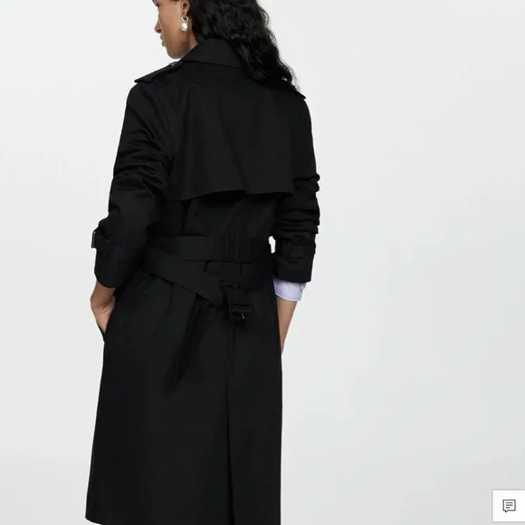 MANGO Classic Trench Coat. Color Black, size XS. NEW